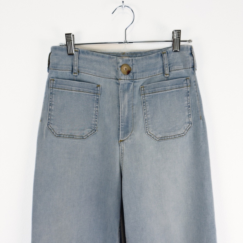Maeve Anthropologie The Colette Jeans Womens 25 Blue Wide Leg Crop Light Denim - Picture 2 of 14